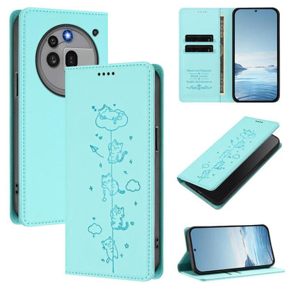 Cute Cats Embossed Magnetic RFID Vegan Leather Phone Case, For Nothing Phone 4a Pro, For Nothing Phone 4a, For Nothing Phone 3a Lite, For Nothing Phone 3, For Nothing CMF Phone 2 Pro, For Nothing Phone 3a, For Nothing Phone 3a Pro, For Nothing CMF Phon...