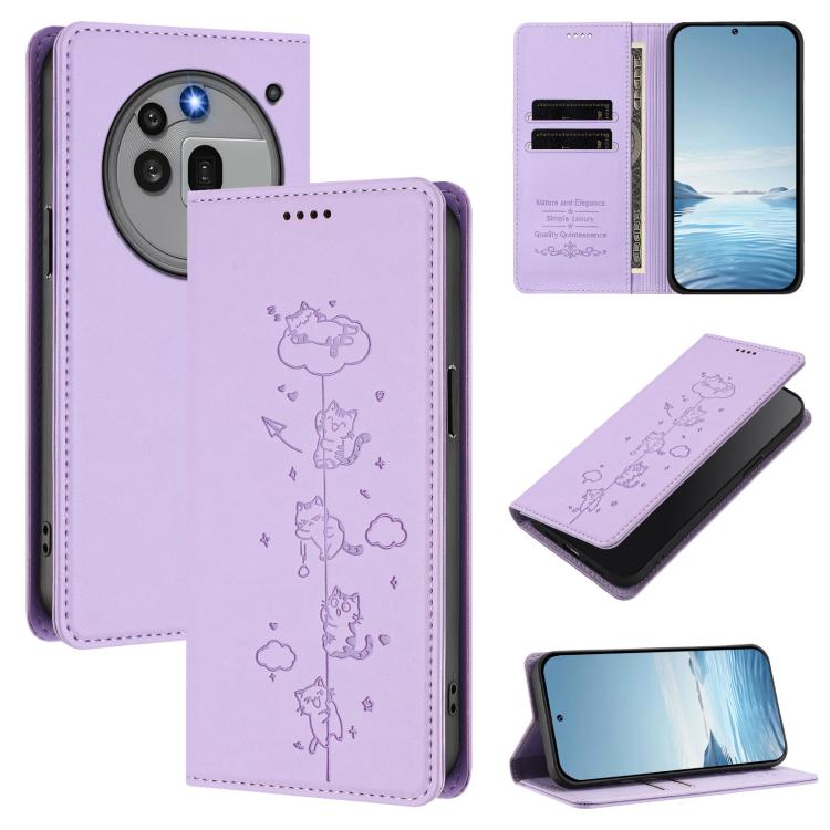 Cute Cats Embossed Magnetic RFID Vegan Leather Phone Case, For Nothing Phone 4a Pro, For Nothing Phone 4a, For Nothing Phone 3a Lite, For Nothing Phone 3, For Nothing CMF Phone 2 Pro, For Nothing Phone 3a, For Nothing Phone 3a Pro, For Nothing CMF Phon...