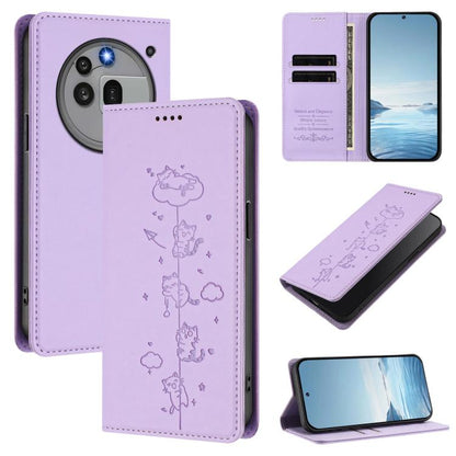 Cute Cats Embossed Magnetic RFID Vegan Leather Phone Case, For Nothing Phone 4a Pro, For Nothing Phone 4a, For Nothing Phone 3a Lite, For Nothing Phone 3, For Nothing CMF Phone 2 Pro, For Nothing Phone 3a, For Nothing Phone 3a Pro, For Nothing CMF Phon...