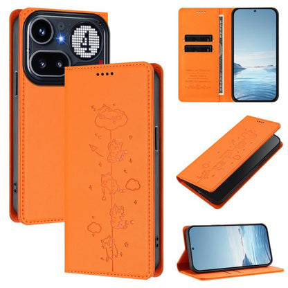 Cute Cats Embossed Magnetic RFID Vegan Leather Phone Case, For Nothing Phone 4a Pro, For Nothing Phone 4a, For Nothing Phone 3a Lite, For Nothing Phone 3, For Nothing CMF Phone 2 Pro, For Nothing Phone 3a, For Nothing Phone 3a Pro, For Nothing CMF Phon...