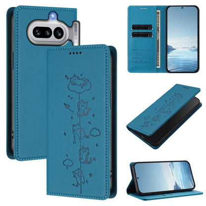 Cute Cats Embossed Magnetic RFID Vegan Leather Phone Case, For Nothing Phone 4a Pro, For Nothing Phone 4a, For Nothing Phone 3a Lite, For Nothing Phone 3, For Nothing CMF Phone 2 Pro, For Nothing Phone 3a, For Nothing Phone 3a Pro, For Nothing CMF Phon...