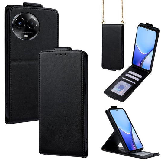 Vertical Flip Cover Solid Color Vegan Leather Phone Case with Crossbody Chain, For Realme 11 5G Global / 11x 5G, For Realme C53 4G / Narzo N53 4G, For Realme 11 Pro / 11 Pro+ 5G, For Realme C65 4G, For Realme C55 4G / Narzo N55, For Realme GT Neo 5 / GT3