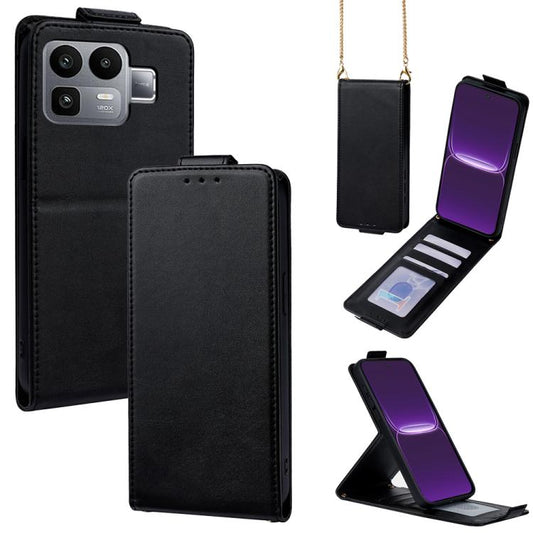 Vertical Flip Cover Solid Color Vegan Leather Phone Case with Crossbody Chain, For Realme Neo8 5G, For Realme 16 Pro+ 5G, For Realme 16 Pro 5G, For Realme GT 8 Pro 5G, For Realme C85 Pro 4G, For Realme 15T 5G, For Realme C61 4G / C63 4G / Narzo N63