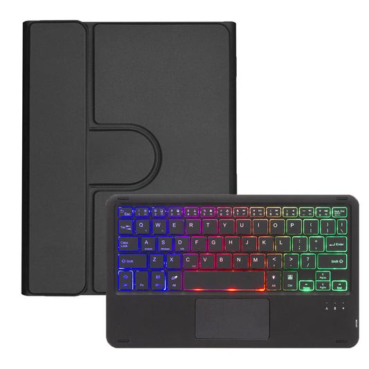 Etui na tablet z podświetlaną klawiaturą Bluetooth i obrotem o 360 stopni, skórzane, z touchpadem, do iPada Pro 11 2025/2024, iPada 2025/2022, iPada Air 11 2025/iPad Pro 11 2022, iPada 10.2 2021/2019/iPad Air 3
