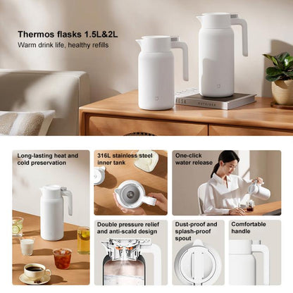 Xiaomi Mijia Stainless Steel Thermos Flask, 1.5L, 2L