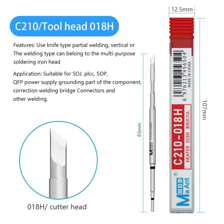 MaAnt C210 H Series Universal Copper Integrated Soldering Iron Tips for 210 / T26 Soldering Station, 018H, 002H, 020H