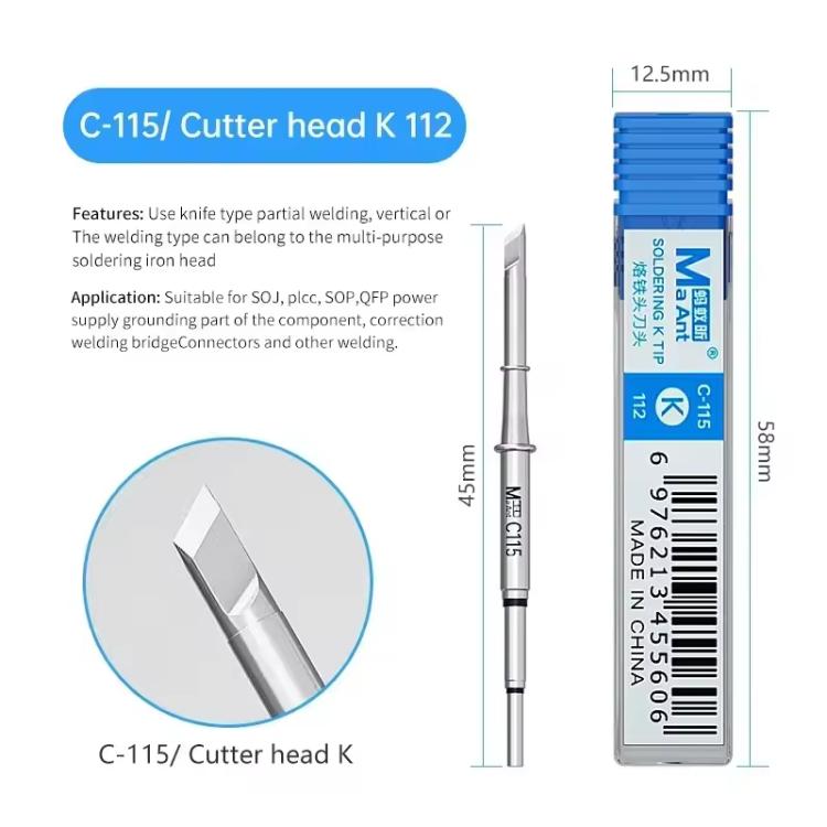 MaAnt C-115 Series Efficient Heat Conduction Lead-free Soldering Iron Tips for T210 / T26 Handles, K 112, IS 118, I 101