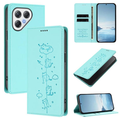 Cute Cats Embossed Magnetic RFID Vegan Leather Phone Case, For Tecno Camon 50 Pro 4G, For Tecno Camon 50 4G, For Tecno Pova Slim 5G / Spark Slim 4G, For Tecno Spark 40C, For Tecno Pova 7 Pro 5G, For Tecno Pova 7 5G, For Tecno Pop 10 / Infinix Smart 10 ...