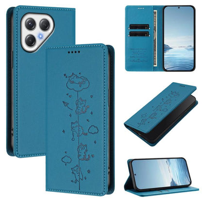 Cute Cats Embossed Magnetic RFID Vegan Leather Phone Case, For Tecno Camon 50 Pro 4G, For Tecno Camon 50 4G, For Tecno Pova Slim 5G / Spark Slim 4G, For Tecno Spark 40C, For Tecno Pova 7 Pro 5G, For Tecno Pova 7 5G, For Tecno Pop 10 / Infinix Smart 10 ...