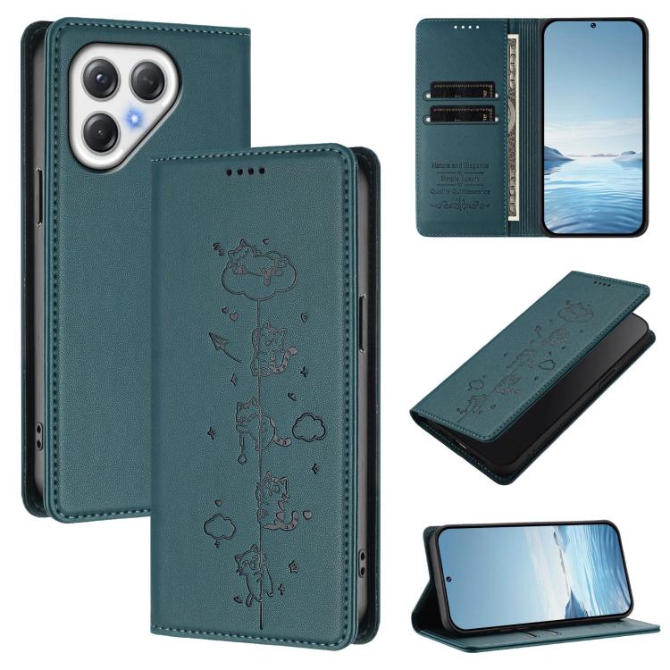 Cute Cats Embossed Magnetic RFID Vegan Leather Phone Case, For Tecno Camon 50 Pro 4G, For Tecno Camon 50 4G, For Tecno Pova Slim 5G / Spark Slim 4G, For Tecno Spark 40C, For Tecno Pova 7 Pro 5G, For Tecno Pova 7 5G, For Tecno Pop 10 / Infinix Smart 10 ...