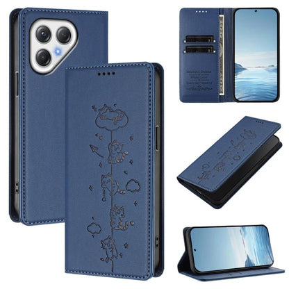 Cute Cats Embossed Magnetic RFID Vegan Leather Phone Case, For Tecno Camon 50 Pro 4G, For Tecno Camon 50 4G, For Tecno Pova Slim 5G / Spark Slim 4G, For Tecno Spark 40C, For Tecno Pova 7 Pro 5G, For Tecno Pova 7 5G, For Tecno Pop 10 / Infinix Smart 10 ...