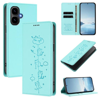 Cute Cats Embossed Magnetic RFID Vegan Leather Phone Case, For Tecno Camon 50 Pro 4G, For Tecno Camon 50 4G, For Tecno Pova Slim 5G / Spark Slim 4G, For Tecno Spark 40C, For Tecno Pova 7 Pro 5G, For Tecno Pova 7 5G, For Tecno Pop 10 / Infinix Smart 10 ...
