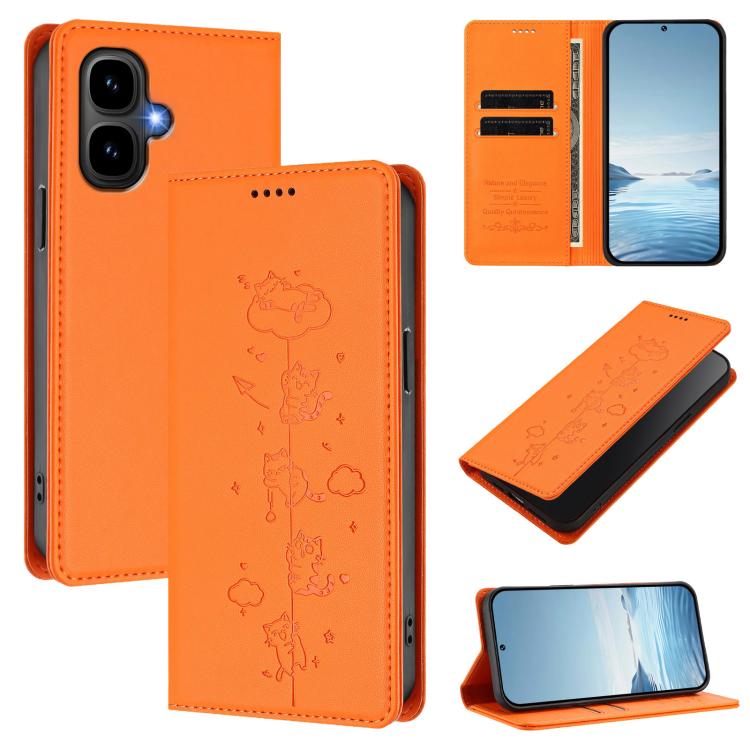 Cute Cats Embossed Magnetic RFID Vegan Leather Phone Case, For Tecno Camon 50 Pro 4G, For Tecno Camon 50 4G, For Tecno Pova Slim 5G / Spark Slim 4G, For Tecno Spark 40C, For Tecno Pova 7 Pro 5G, For Tecno Pova 7 5G, For Tecno Pop 10 / Infinix Smart 10 ...
