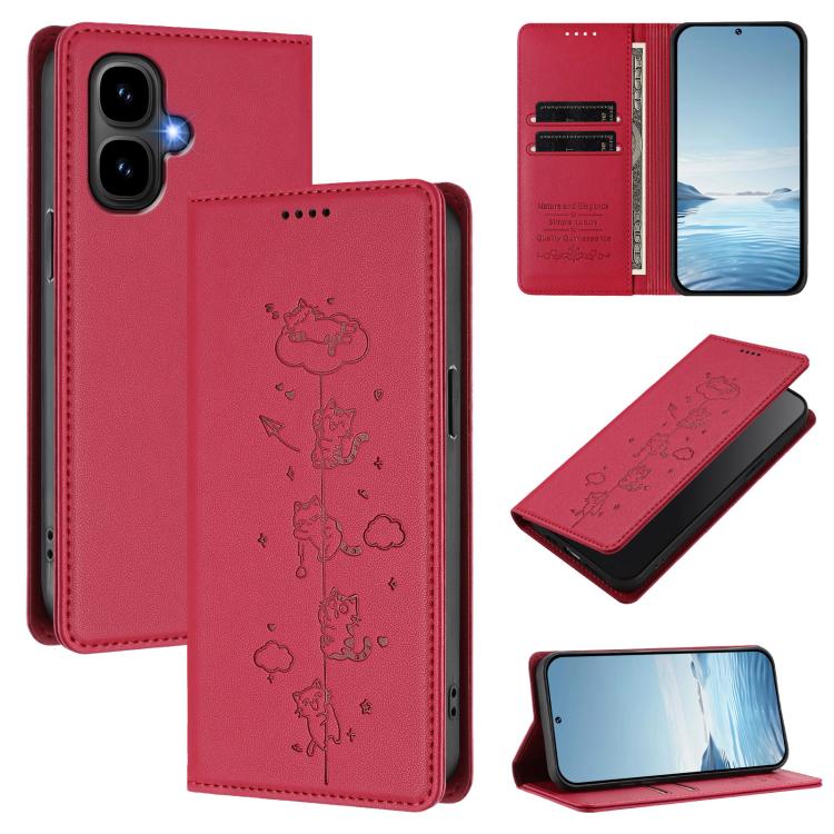 Cute Cats Embossed Magnetic RFID Vegan Leather Phone Case, For Tecno Camon 50 Pro 4G, For Tecno Camon 50 4G, For Tecno Pova Slim 5G / Spark Slim 4G, For Tecno Spark 40C, For Tecno Pova 7 Pro 5G, For Tecno Pova 7 5G, For Tecno Pop 10 / Infinix Smart 10 ...