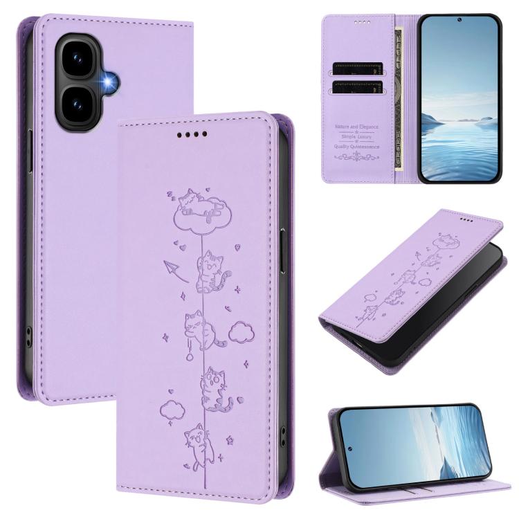 Cute Cats Embossed Magnetic RFID Vegan Leather Phone Case, For Tecno Camon 50 Pro 4G, For Tecno Camon 50 4G, For Tecno Pova Slim 5G / Spark Slim 4G, For Tecno Spark 40C, For Tecno Pova 7 Pro 5G, For Tecno Pova 7 5G, For Tecno Pop 10 / Infinix Smart 10 ...
