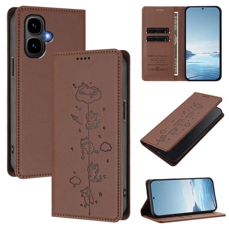 Cute Cats Embossed Magnetic RFID Vegan Leather Phone Case, For Tecno Camon 50 Pro 4G, For Tecno Camon 50 4G, For Tecno Pova Slim 5G / Spark Slim 4G, For Tecno Spark 40C, For Tecno Pova 7 Pro 5G, For Tecno Pova 7 5G, For Tecno Pop 10 / Infinix Smart 10 ...