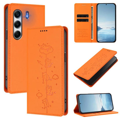 Cute Cats Embossed Magnetic RFID Vegan Leather Phone Case, For Tecno Spark 40 4G, For Tecno Pova 7 Ultra 5G, For Tecno Spark Go 1S / Go 1, For Tecno Camon 40 Pro 4G, For Tecno Camon 40 Premier, For Tecno Camon 40 4G, For Tecno Spark 30C 5G / Pop 9 5G  ...
