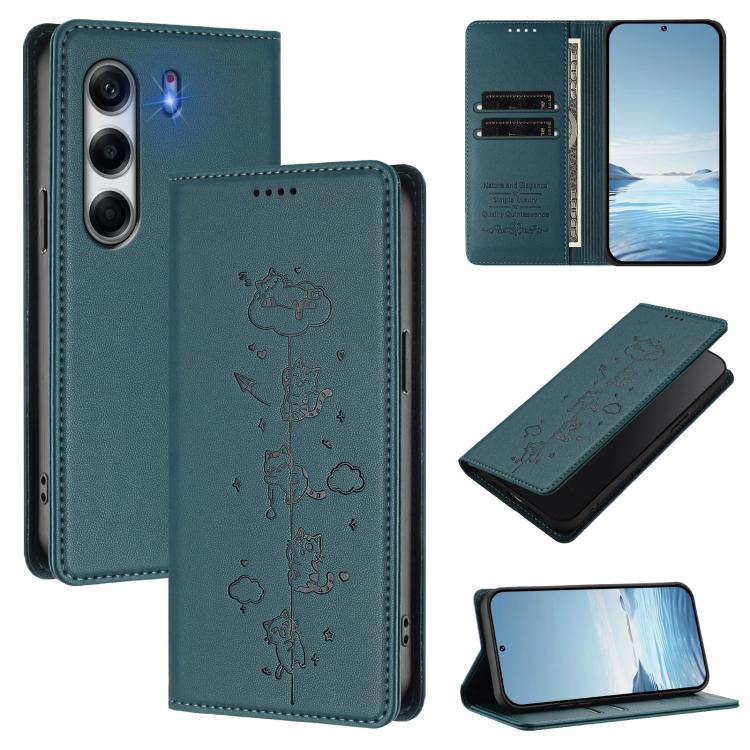 Cute Cats Embossed Magnetic RFID Vegan Leather Phone Case, For Tecno Spark 40 4G, For Tecno Pova 7 Ultra 5G, For Tecno Spark Go 1S / Go 1, For Tecno Camon 40 Pro 4G, For Tecno Camon 40 Premier, For Tecno Camon 40 4G, For Tecno Spark 30C 5G / Pop 9 5G  ...