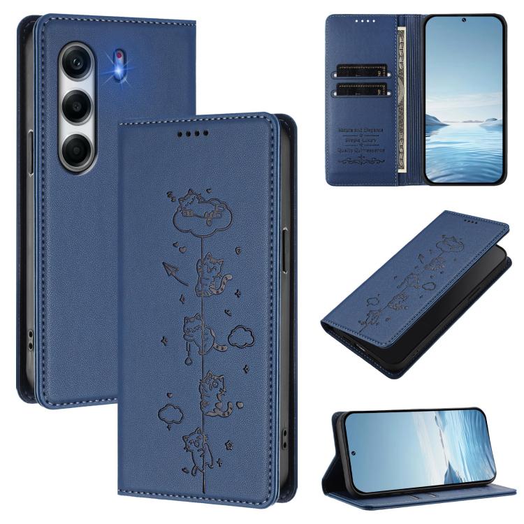 Cute Cats Embossed Magnetic RFID Vegan Leather Phone Case, For Tecno Spark 40 4G, For Tecno Pova 7 Ultra 5G, For Tecno Spark Go 1S / Go 1, For Tecno Camon 40 Pro 4G, For Tecno Camon 40 Premier, For Tecno Camon 40 4G, For Tecno Spark 30C 5G / Pop 9 5G  ...