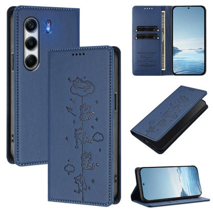 Cute Cats Embossed Magnetic RFID Vegan Leather Phone Case, For Tecno Spark 40 4G, For Tecno Pova 7 Ultra 5G, For Tecno Spark Go 1S / Go 1, For Tecno Camon 40 Pro 4G, For Tecno Camon 40 Premier, For Tecno Camon 40 4G, For Tecno Spark 30C 5G / Pop 9 5G  ...