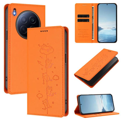 Cute Cats Embossed Magnetic RFID Vegan Leather Phone Case, For Tecno Spark 40 4G, For Tecno Pova 7 Ultra 5G, For Tecno Spark Go 1S / Go 1, For Tecno Camon 40 Pro 4G, For Tecno Camon 40 Premier, For Tecno Camon 40 4G, For Tecno Spark 30C 5G / Pop 9 5G  ...