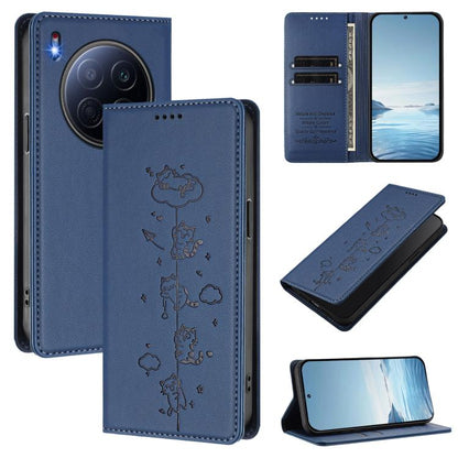 Cute Cats Embossed Magnetic RFID Vegan Leather Phone Case, For Tecno Spark 40 4G, For Tecno Pova 7 Ultra 5G, For Tecno Spark Go 1S / Go 1, For Tecno Camon 40 Pro 4G, For Tecno Camon 40 Premier, For Tecno Camon 40 4G, For Tecno Spark 30C 5G / Pop 9 5G  ...