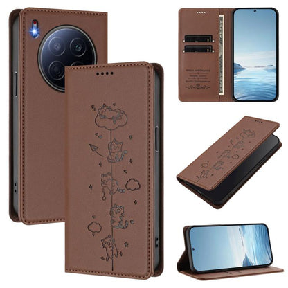 Cute Cats Embossed Magnetic RFID Vegan Leather Phone Case, For Tecno Spark 40 4G, For Tecno Pova 7 Ultra 5G, For Tecno Spark Go 1S / Go 1, For Tecno Camon 40 Pro 4G, For Tecno Camon 40 Premier, For Tecno Camon 40 4G, For Tecno Spark 30C 5G / Pop 9 5G  ...