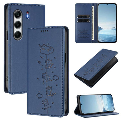 Cute Cats Embossed Magnetic RFID Vegan Leather Phone Case, For Tecno Spark 40 4G, For Tecno Pova 7 Ultra 5G, For Tecno Spark Go 1S / Go 1, For Tecno Camon 40 Pro 4G, For Tecno Camon 40 Premier, For Tecno Camon 40 4G, For Tecno Spark 30C 5G / Pop 9 5G  ...