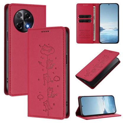 Cute Cats Embossed Magnetic RFID Vegan Leather Phone Case, For Tecno Spark 40 4G, For Tecno Pova 7 Ultra 5G, For Tecno Spark Go 1S / Go 1, For Tecno Camon 40 Pro 4G, For Tecno Camon 40 Premier, For Tecno Camon 40 4G, For Tecno Spark 30C 5G / Pop 9 5G  ...
