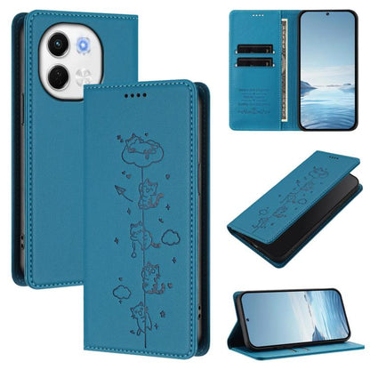 Cute Cats Embossed Magnetic RFID Vegan Leather Phone Case, For Tecno Spark 40 4G, For Tecno Pova 7 Ultra 5G, For Tecno Spark Go 1S / Go 1, For Tecno Camon 40 Pro 4G, For Tecno Camon 40 Premier, For Tecno Camon 40 4G, For Tecno Spark 30C 5G / Pop 9 5G  ...