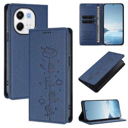 Cute Cats Embossed Magnetic RFID Vegan Leather Phone Case, For Tecno Spark 40 4G, For Tecno Pova 7 Ultra 5G, For Tecno Spark Go 1S / Go 1, For Tecno Camon 40 Pro 4G, For Tecno Camon 40 Premier, For Tecno Camon 40 4G, For Tecno Spark 30C 5G / Pop 9 5G  ...