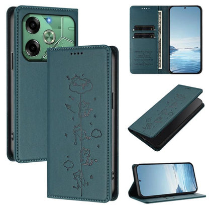 Cute Cats Embossed Magnetic RFID Vegan Leather Phone Case, For Tecno Spark 30 Pro 4G, For Tecno Spark 30 4G, For Tecno Spark Go 5G 2025 / Infinix Hot 60i 5G, For Tecno Spark 30C 4G, For Tecno Spark 20 Pro 5G, For Tecno Spark 10 Pro Magic Magenta       ...