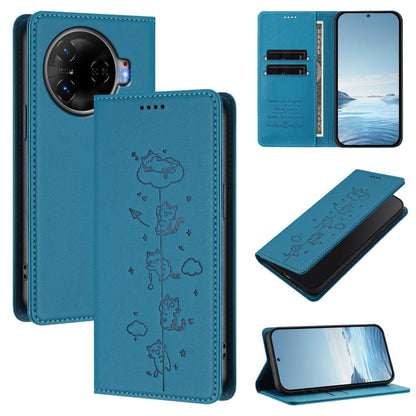 Cute Cats Embossed Magnetic RFID Vegan Leather Phone Case, For Tecno Spark 30 Pro 4G, For Tecno Spark 30 4G, For Tecno Spark Go 5G 2025 / Infinix Hot 60i 5G, For Tecno Spark 30C 4G, For Tecno Spark 20 Pro 5G, For Tecno Spark 10 Pro Magic Magenta       ...
