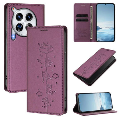 Cute Cats Embossed Magnetic RFID Vegan Leather Phone Case, For Tecno Camon 30 Premier, For Tecno Camon 30 5G / 4G, For Tecno Spark 20 Pro+ 4G, For Tecno Spark 20 Pro / Infinix Hot 40 4G, For Tecno Spark Go 2024 / 20 4G, For Tecno Pova 5 Pro 5G         ...