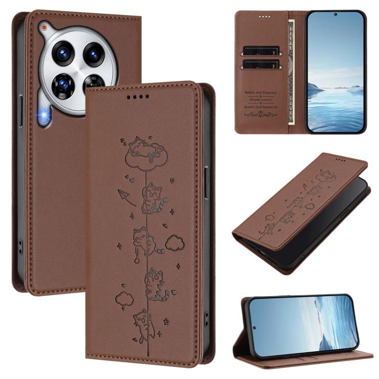 Cute Cats Embossed Magnetic RFID Vegan Leather Phone Case, For Tecno Camon 30 Premier, For Tecno Camon 30 5G / 4G, For Tecno Spark 20 Pro+ 4G, For Tecno Spark 20 Pro / Infinix Hot 40 4G, For Tecno Spark Go 2024 / 20 4G, For Tecno Pova 5 Pro 5G         ...