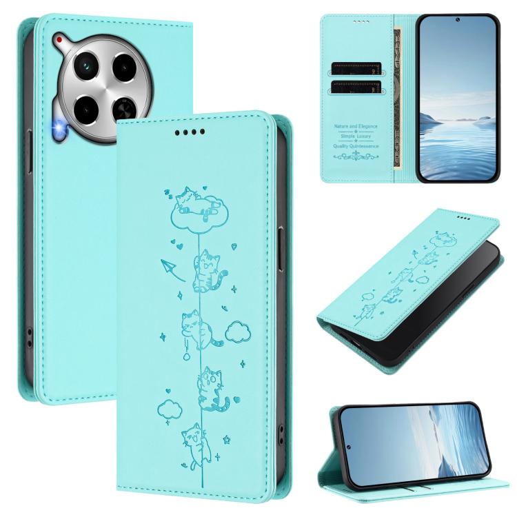 Cute Cats Embossed Magnetic RFID Vegan Leather Phone Case, For Tecno Camon 30 Premier, For Tecno Camon 30 5G / 4G, For Tecno Spark 20 Pro+ 4G, For Tecno Spark 20 Pro / Infinix Hot 40 4G, For Tecno Spark Go 2024 / 20 4G, For Tecno Pova 5 Pro 5G         ...