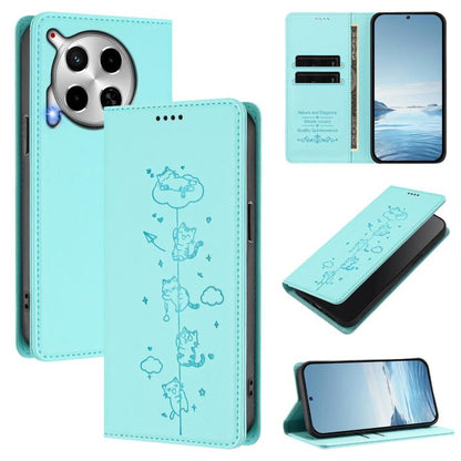 Cute Cats Embossed Magnetic RFID Vegan Leather Phone Case, For Tecno Camon 30 Premier, For Tecno Camon 30 5G / 4G, For Tecno Spark 20 Pro+ 4G, For Tecno Spark 20 Pro / Infinix Hot 40 4G, For Tecno Spark Go 2024 / 20 4G, For Tecno Pova 5 Pro 5G         ...