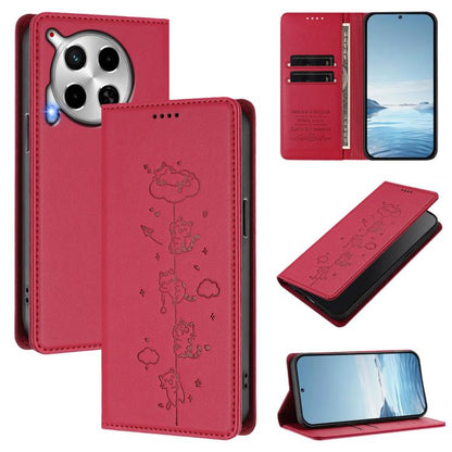 Cute Cats Embossed Magnetic RFID Vegan Leather Phone Case, For Tecno Camon 30 Premier, For Tecno Camon 30 5G / 4G, For Tecno Spark 20 Pro+ 4G, For Tecno Spark 20 Pro / Infinix Hot 40 4G, For Tecno Spark Go 2024 / 20 4G, For Tecno Pova 5 Pro 5G         ...