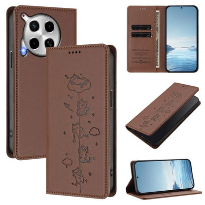 Cute Cats Embossed Magnetic RFID Vegan Leather Phone Case, For Tecno Camon 30 Premier, For Tecno Camon 30 5G / 4G, For Tecno Spark 20 Pro+ 4G, For Tecno Spark 20 Pro / Infinix Hot 40 4G, For Tecno Spark Go 2024 / 20 4G, For Tecno Pova 5 Pro 5G         ...