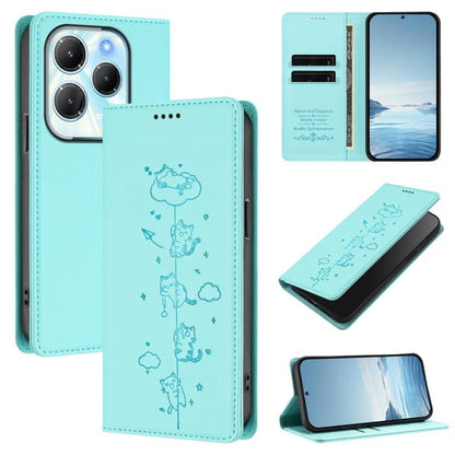 Cute Cats Embossed Magnetic RFID Vegan Leather Phone Case, For Tecno Camon 30 Premier, For Tecno Camon 30 5G / 4G, For Tecno Spark 20 Pro+ 4G, For Tecno Spark 20 Pro / Infinix Hot 40 4G, For Tecno Spark Go 2024 / 20 4G, For Tecno Pova 5 Pro 5G         ...