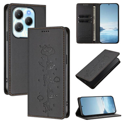 Cute Cats Embossed Magnetic RFID Vegan Leather Phone Case, For Tecno Camon 30 Premier, For Tecno Camon 30 5G / 4G, For Tecno Spark 20 Pro+ 4G, For Tecno Spark 20 Pro / Infinix Hot 40 4G, For Tecno Spark Go 2024 / 20 4G, For Tecno Pova 5 Pro 5G         ...
