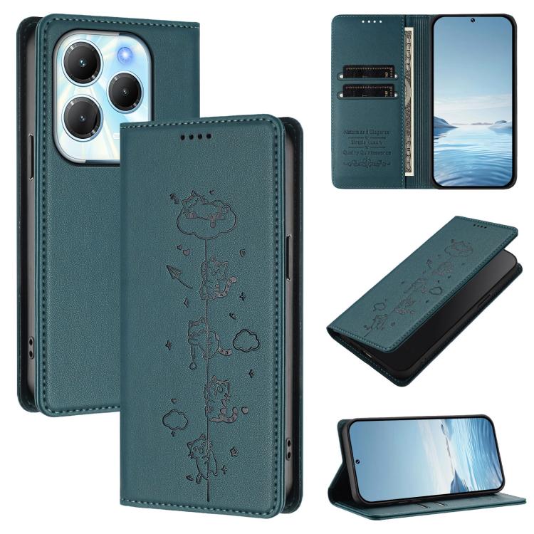 Cute Cats Embossed Magnetic RFID Vegan Leather Phone Case, For Tecno Camon 30 Premier, For Tecno Camon 30 5G / 4G, For Tecno Spark 20 Pro+ 4G, For Tecno Spark 20 Pro / Infinix Hot 40 4G, For Tecno Spark Go 2024 / 20 4G, For Tecno Pova 5 Pro 5G         ...
