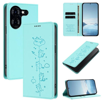 Cute Cats Embossed Magnetic RFID Vegan Leather Phone Case, For Tecno Camon 30 Premier, For Tecno Camon 30 5G / 4G, For Tecno Spark 20 Pro+ 4G, For Tecno Spark 20 Pro / Infinix Hot 40 4G, For Tecno Spark Go 2024 / 20 4G, For Tecno Pova 5 Pro 5G         ...