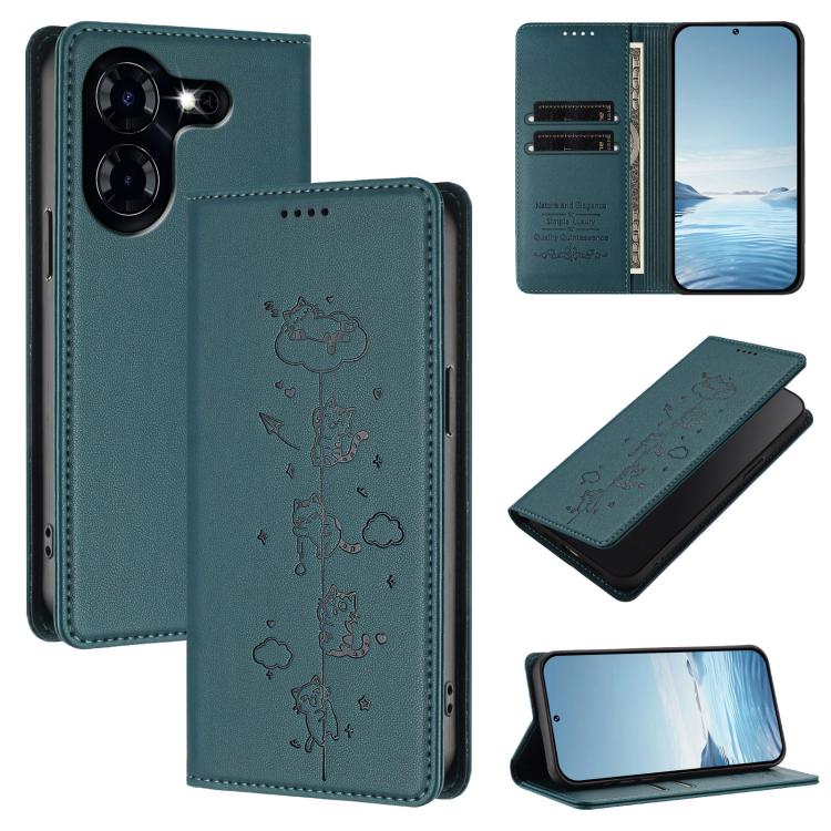 Cute Cats Embossed Magnetic RFID Vegan Leather Phone Case, For Tecno Camon 30 Premier, For Tecno Camon 30 5G / 4G, For Tecno Spark 20 Pro+ 4G, For Tecno Spark 20 Pro / Infinix Hot 40 4G, For Tecno Spark Go 2024 / 20 4G, For Tecno Pova 5 Pro 5G         ...