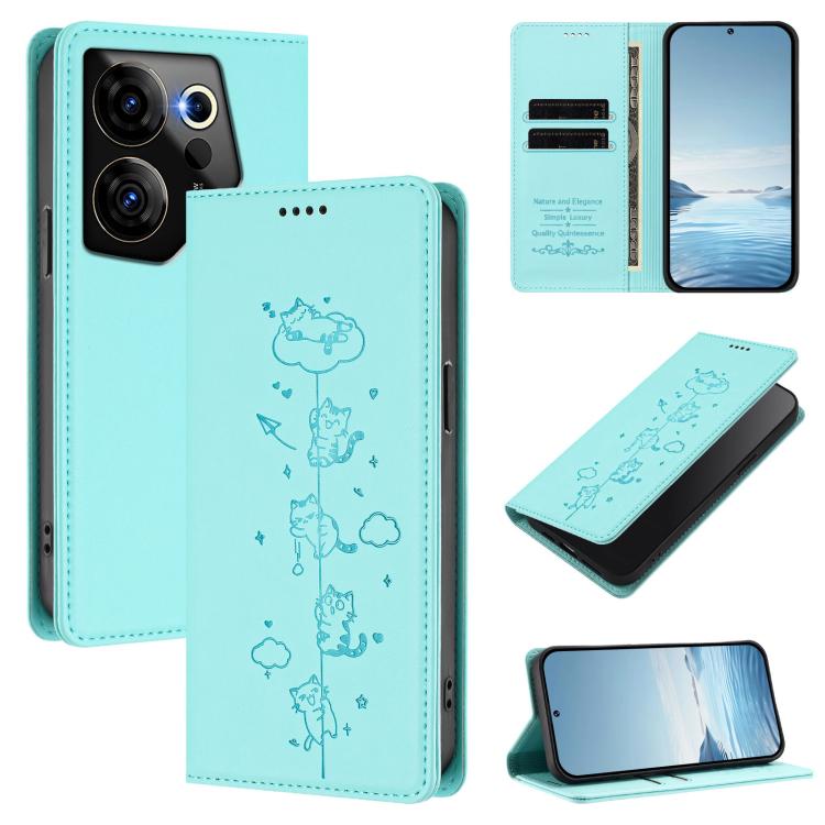 Cute Cats Embossed Magnetic RFID Vegan Leather Phone Case, For Tecno Camon 30 Premier, For Tecno Camon 30 5G / 4G, For Tecno Spark 20 Pro+ 4G, For Tecno Spark 20 Pro / Infinix Hot 40 4G, For Tecno Spark Go 2024 / 20 4G, For Tecno Pova 5 Pro 5G         ...
