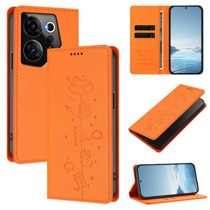 Cute Cats Embossed Magnetic RFID Vegan Leather Phone Case, For Tecno Camon 30 Premier, For Tecno Camon 30 5G / 4G, For Tecno Spark 20 Pro+ 4G, For Tecno Spark 20 Pro / Infinix Hot 40 4G, For Tecno Spark Go 2024 / 20 4G, For Tecno Pova 5 Pro 5G         ...
