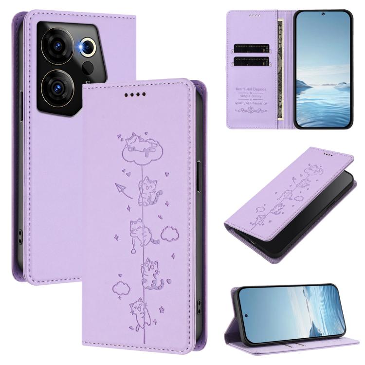 Cute Cats Embossed Magnetic RFID Vegan Leather Phone Case, For Tecno Camon 30 Premier, For Tecno Camon 30 5G / 4G, For Tecno Spark 20 Pro+ 4G, For Tecno Spark 20 Pro / Infinix Hot 40 4G, For Tecno Spark Go 2024 / 20 4G, For Tecno Pova 5 Pro 5G         ...