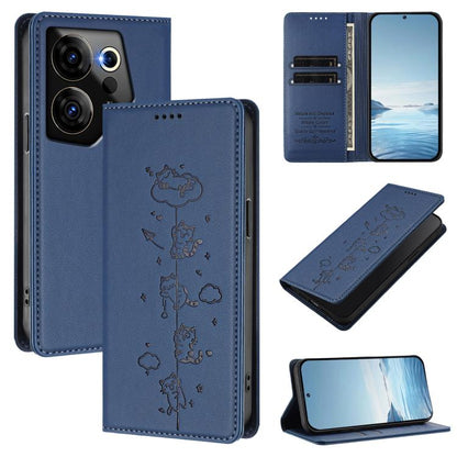 Cute Cats Embossed Magnetic RFID Vegan Leather Phone Case, For Tecno Camon 30 Premier, For Tecno Camon 30 5G / 4G, For Tecno Spark 20 Pro+ 4G, For Tecno Spark 20 Pro / Infinix Hot 40 4G, For Tecno Spark Go 2024 / 20 4G, For Tecno Pova 5 Pro 5G         ...