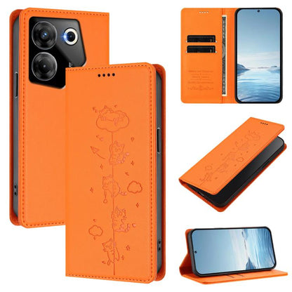 Cute Cats Embossed Magnetic RFID Vegan Leather Phone Case, For Tecno Camon 20 Pro 5G, For Tecno Camon 20 / 20 Pro 4G, For Tecno Spark Go 2023 / Pop 7, For Tecno Spark 10 5G, For Tecno Spark 10C / 10 4G, For Tecno Spark 10 Pro 4G