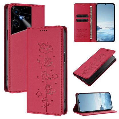 Cute Cats Embossed Magnetic RFID Vegan Leather Phone Case, For Tecno Camon 30 Premier, For Tecno Camon 30 5G / 4G, For Tecno Spark 20 Pro+ 4G, For Tecno Spark 20 Pro / Infinix Hot 40 4G, For Tecno Spark Go 2024 / 20 4G, For Tecno Pova 5 Pro 5G         ...